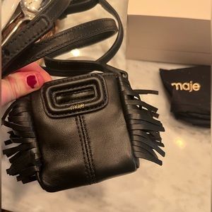 Brand new mini maje bag black leather with fringe